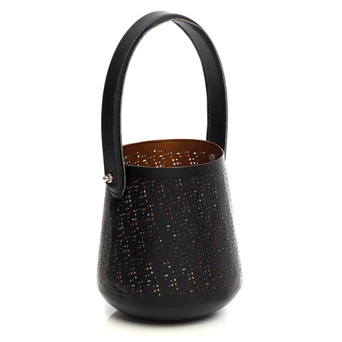 Black and golden lantern with a leather handle - small