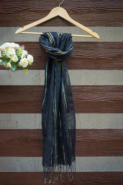 Linen stole - black and gold