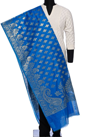 Benarasi cotton - dark sky blue with zari