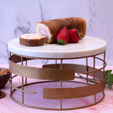 Cake stand - golden base and white marble top