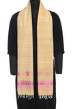 Beige and pink, hand embroidered, Eri cotton stole
