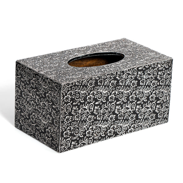 Paper napkin holder - Wood with oxidized metal finish